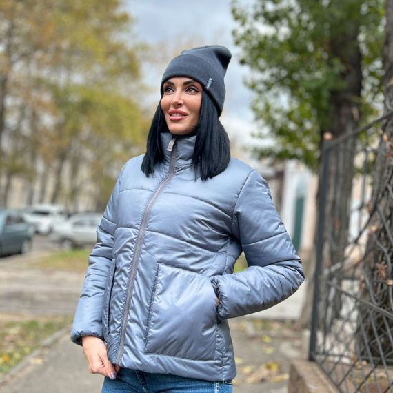Женская демисезонная куртка короткая утепленная GF01219 цвет серый, размер 46/48 | Зображення 2