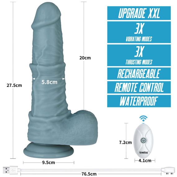 Реалистичный вибратор - Rechargeable Thrusting and Vibrating Silicone Dildo 11" Blue Sex Aura | Зображення 1