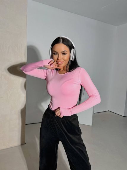 Женский лонгслив с вырезом для большого пальца микродайвинг EL621 цвет розовый, размер 42/46 | Зображення 3