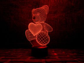 Змінна пластина для 3D ламп "Ведмедик з серцем" 3DTOYSLAMP