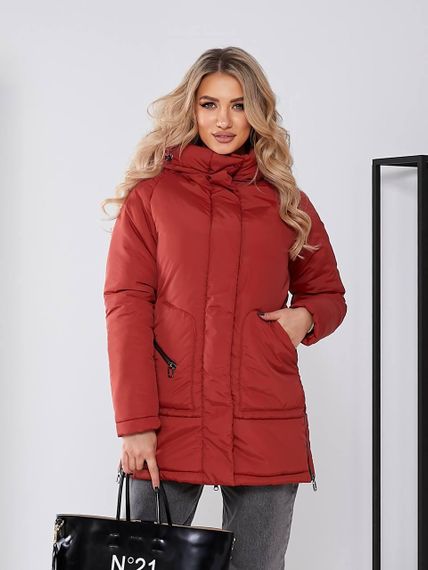 Жіноча зимова куртка з капюшоном, арт. 509, терракот | Зображення 2