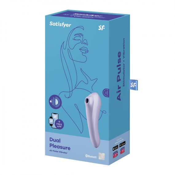 Смарт вакуумний стимулятор + вібратор Dual Pleasure, двосторонній колір: ліловий Satisfyer (Німеччина) Sex Aura | Зображення 4