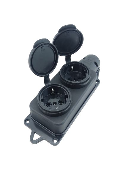 Розетка каучукова подвійна з заземленням і захисною кришкою RUBBER IP44 Ny95000076