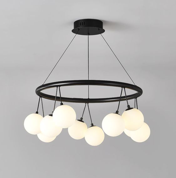 Люстра підвісна на 10 лампочок 27519 Чорний 45-160х65х65 см. | Зображення 2