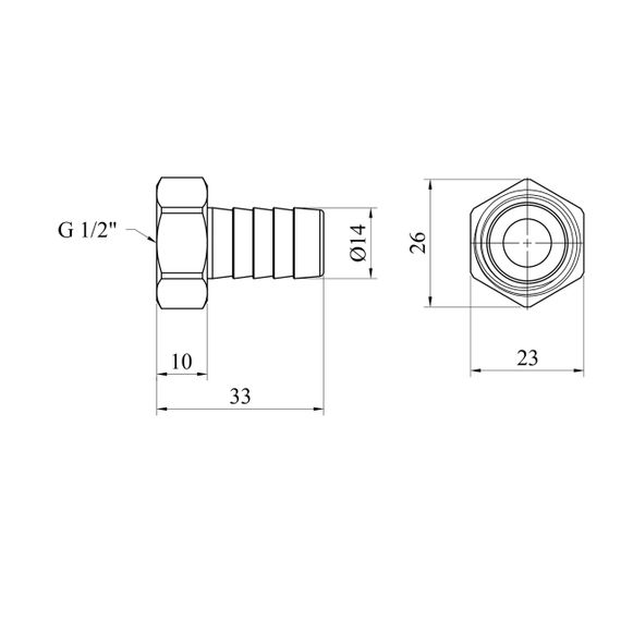 Штуцер Karro 1/2" РВ, D=14 мм нікельований KR-820 | Зображення 1