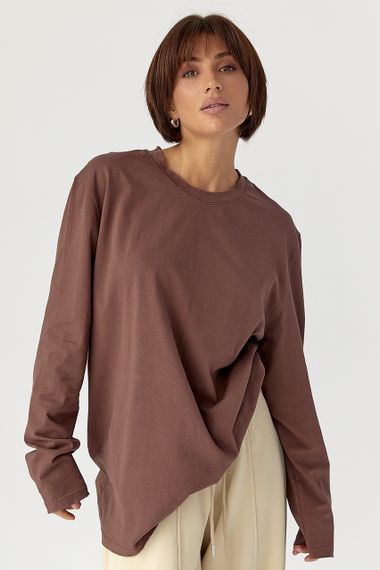 Однотонний базовий лонг oversize - коричневий цвет, ONE SIZE (є розміри) | Зображення 1