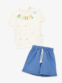 Костюм футболка+шорти для хлопчика Mini Papi 2081 92 см Бежево-синій shop (2000999613760)