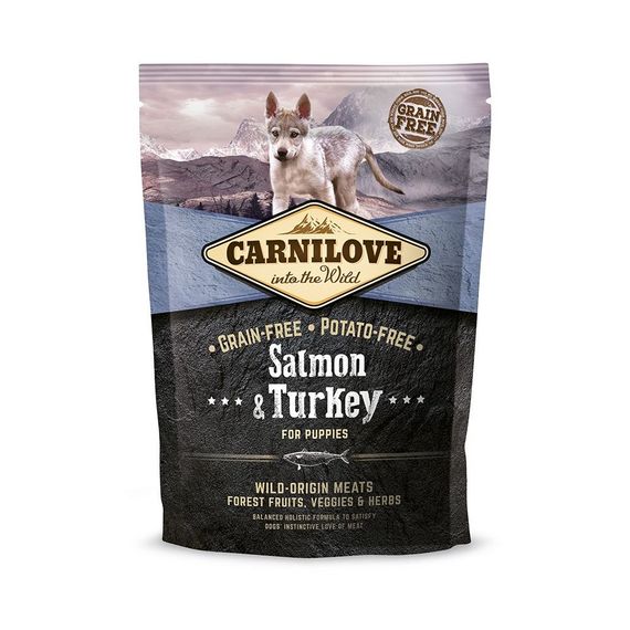 Корм сухий Carnilove Puppy Salmon and Turkey для цуценят усіх порід з лососем та індичкою 1,5 кг