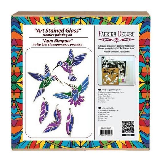 Набір для вітражного живопису за номерами "Колібрі" FDSGK-07 | Зображення 2