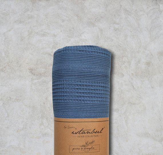 Вафельная Простынь-покрывало Istanbul 210×230 см. Indigo | Зображення 1