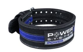 Пояс для пауерліфтингу Power System PS-3800  PowerLifting шкіряний Black/Blue Line M