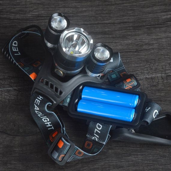 Фонарь налобный аккумуляторный RJ 3000, зарядка от сети и прикуривателя / Светодиодный фонарь на голову | Зображення 8