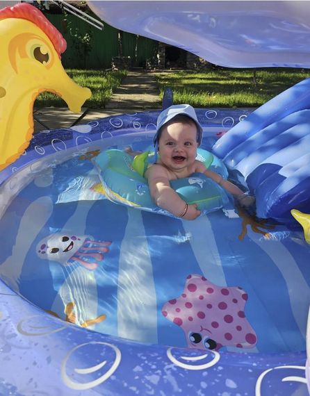 Дитячий надувний круг плотик для плавання Зеленого кольору | Зображення 3