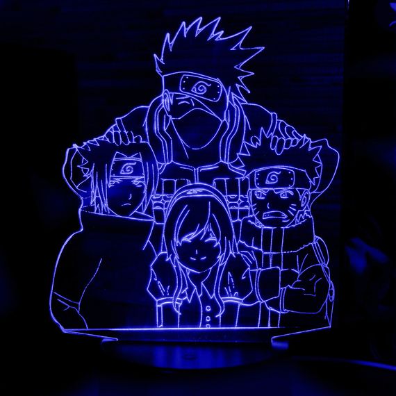 Акриловий світильник-нічник Какаши та Команда 7 синій tty-n001962