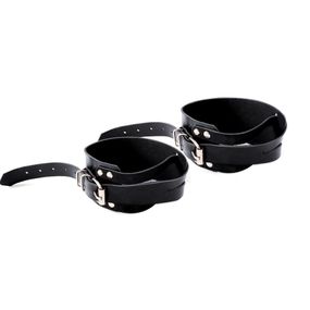 Мужские кожаные наручники Art of Sex Man Handcuffs Speedway Черные L/XL/2XL