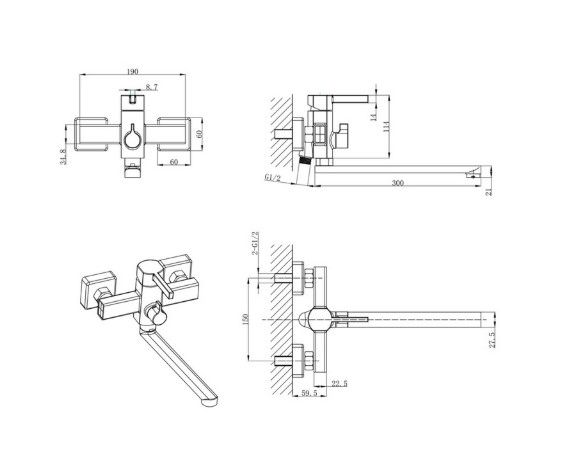 Змішувач для ванни Mixxus Bond 006 Euro (MI7152) | Зображення 1