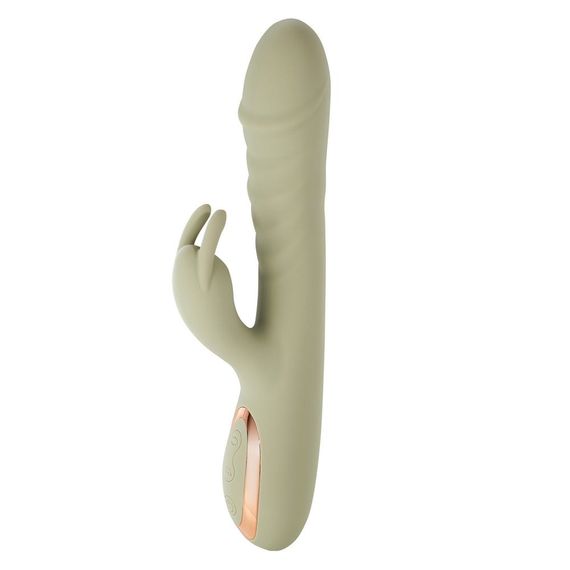 Вибратор-кролик Sweet Em Velvet Lure, 3 режима вибрации + 10 режимов у отростка, зеленый sexstyle | Зображення 1