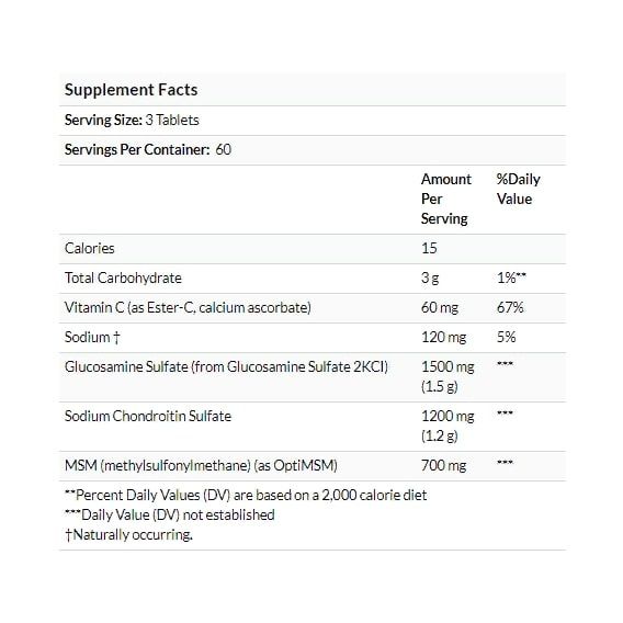 Препарат для суставов и связок Solgar Glucosamine Chondroitin MSM with Ester-C 180 Tabs SOL-01272 | Зображення 2