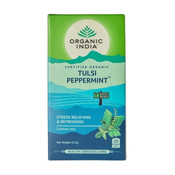 Трав’яний чай з Перцевою мʼятою та Туласі  25 пакетиків Organic India 801541500123
