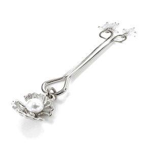 Зажим для клитора жемчужина с ракушкой и кристалами Art of Sex - Margie clit clamp, Серебро sexstyle