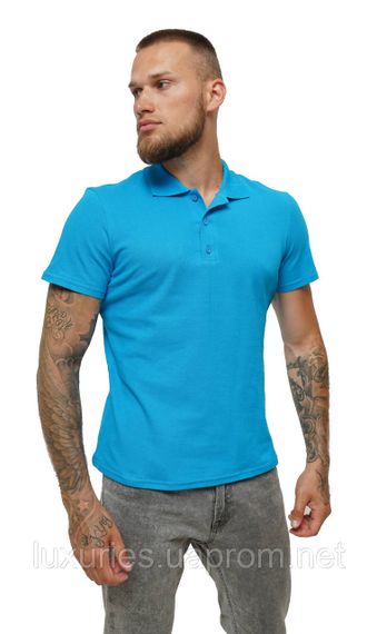 Футболка мужская ПОЛО  -  Бирюзовый с коротким рукавом M | Зображення 2