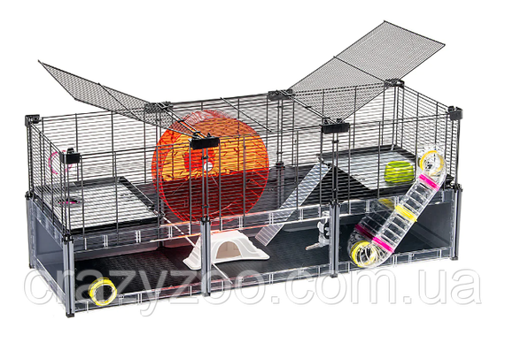 Модульна клітка для хом'яків та мишей Ferplast Multipla Hamster Lagre з аксесуарами чорна 107.5x37.5x42 см 57007417 | Зображення 4