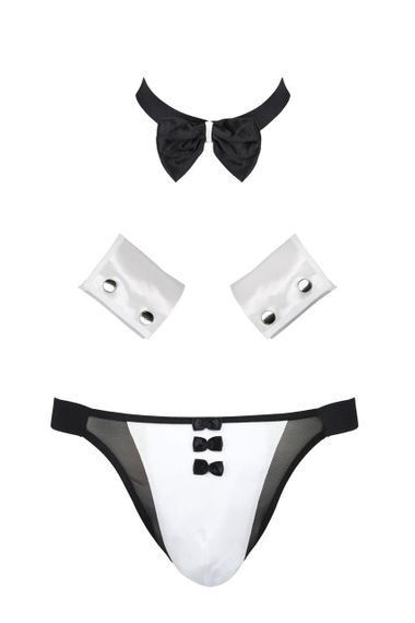 Комплект еротичної чоловічої білизни Passion 036 ALFRED S/M Black, труси, комірець, манжети Sex Aura | Зображення 2