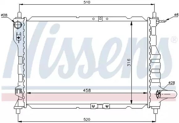 Радіатор охолодження двигуна CHEVROLET SPARK, NISSENS (61630)