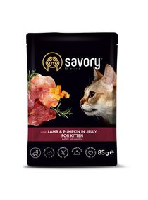 Корм Savory Cat Pouch for Kitten with Lamb and Pumpkin вологий з ягнятком в желе для кошенят 85 гр