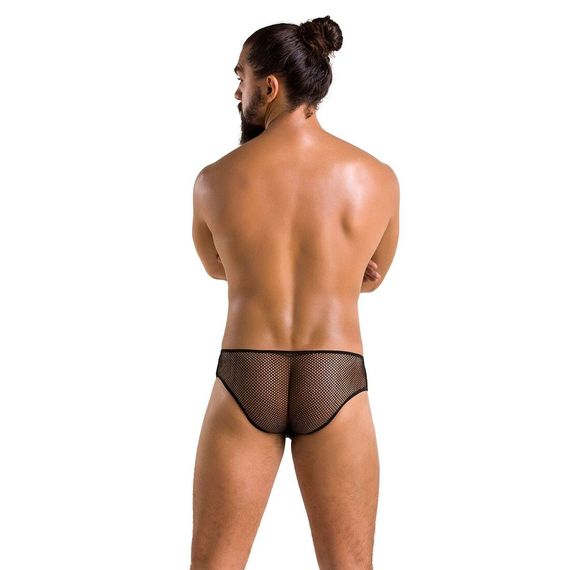 Чоловічі труси зі шнурівкою Passion 035 SLIP RICHARD L/XL Black, екошкіра, сітка | Зображення 3