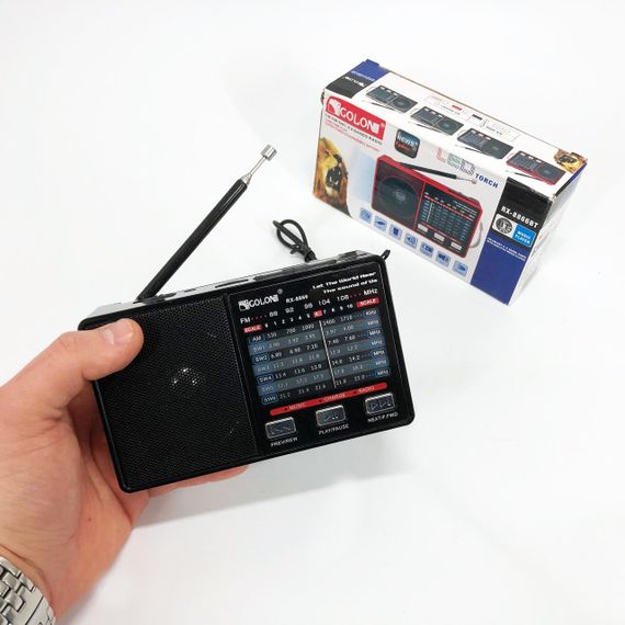 Радіо GOLON RX-8866 цифровий портативний радіоприймач із ліхтариком функцією PowerBank. Колір: чорний | Зображення 7