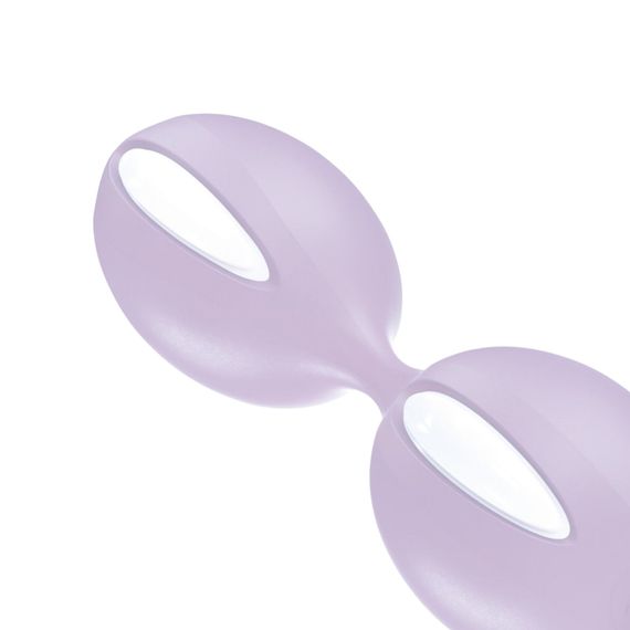 Вагінальні кульки Fun Factory SMARTBALLS DUO, бузково-білі, 2 шт, діаметр 3,2 та 3,6 см | Зображення 3