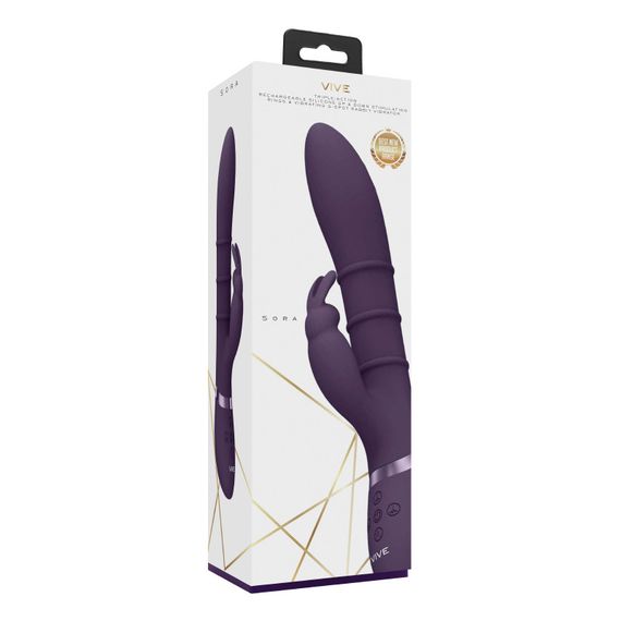 Вібратор-кролик Sora Vive фіолетовий для точок G, U та клітора з багаторежимною стимуляцією і пультом | Зображення 7
