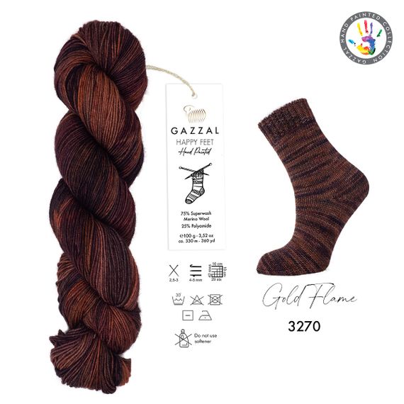 Шкарпеткова пряжа Gazzal Happy Feet, 3270