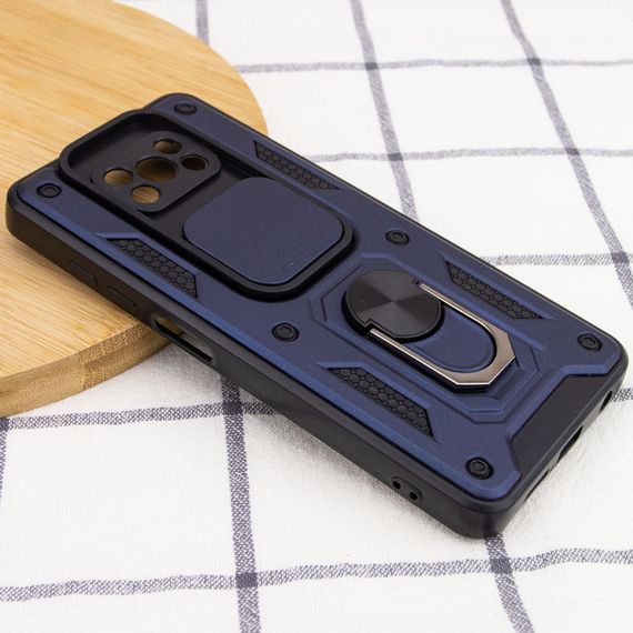 Ударостійкий чохол Camshield Serge Ring для Xiaomi Poco X3 NFC/Poco X3 Pro TPU+PC, Шторка на камеру, Синій | Зображення 3