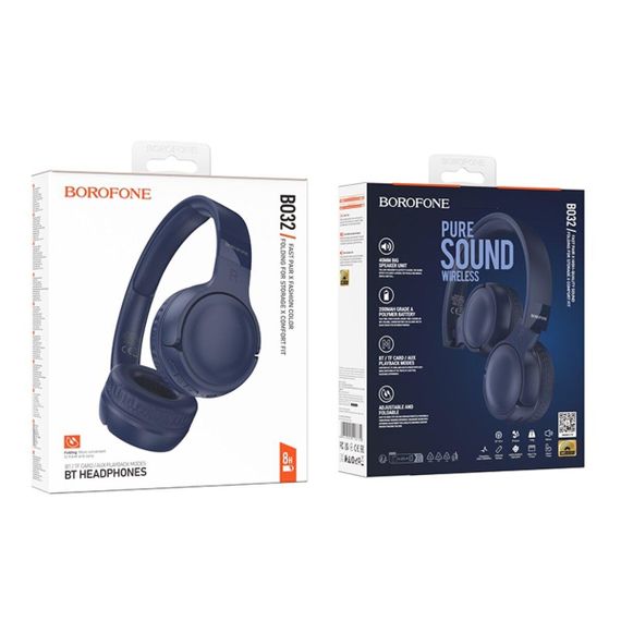 Бездротові навушники BOROFONE BO32 Show BT headphones Blue | Зображення 1