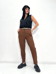 Жіночі класичні укорочені штани зі стрілками внизу звужені розмір 44 колір коричневий  GF1704