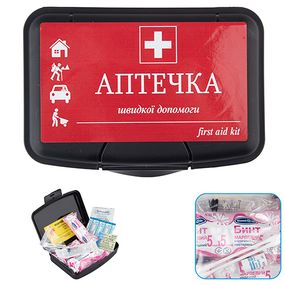 Аптечка медична автомобiльна (07-276-B), 15од. 19шт пластиковий футляр