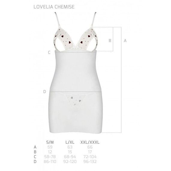 Сорочка з вирізами на грудях + стринги LOVELIA CHEMISE white - Passion, 2XL/3XL | Зображення 6