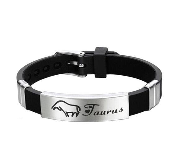 Силіконовий браслет Primo Zodiac - Taurus (Телець) - Black
