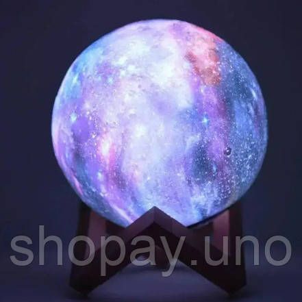 Настільний акумуляторний нічник світильник для дитячої Magic 3D COLOR Moon Light с пультом OF-24 | Зображення 5