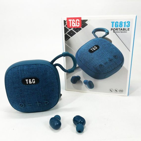 Колонка-Bluetooth с наушниками TG813. Цвет: синий | Зображення 5