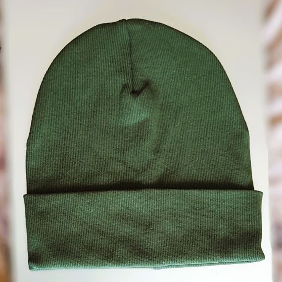 Шапка дитяча 5-12 років 52-54см хакі подвійна з відворотом весна/осінь бавовна