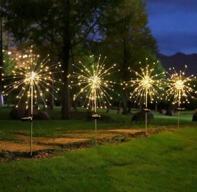 Фонарь садовый Фейерверк газонный на солнечной батарее, 90 led, 8 режимов (2 шт в комплекте)