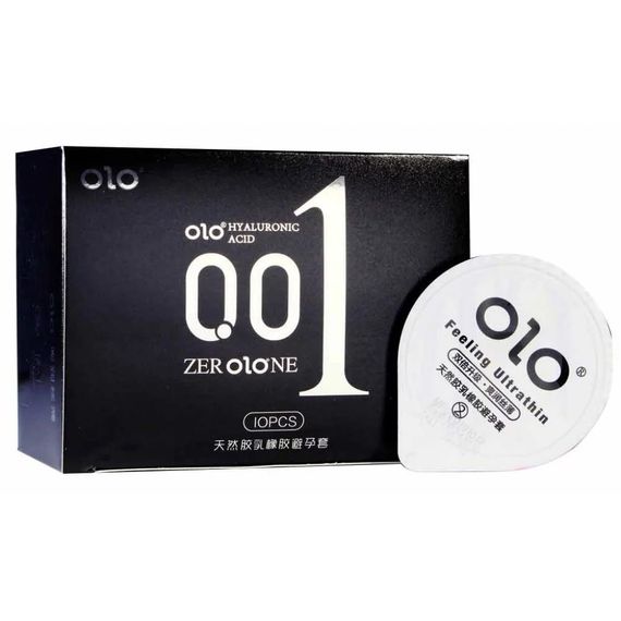 Презервативы Olo 0.01 Black, ультратонкие, с гиалуроновой кислотой, 10 шт. Sex Aura