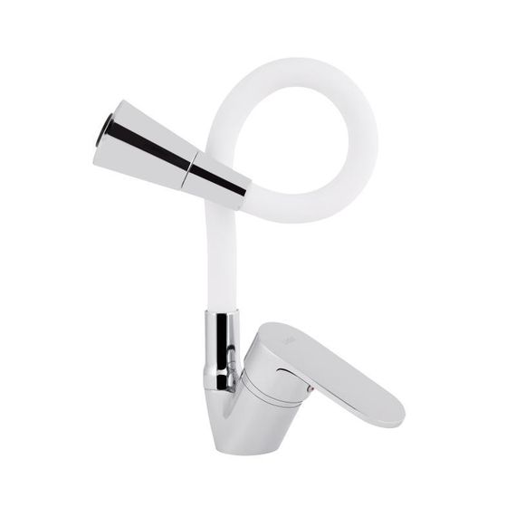 Смеситель для кухни Lidz Tani 008F3 с гибким изливом (k40) LDTAN008F3WCR37037 Chrome/White | Зображення 2