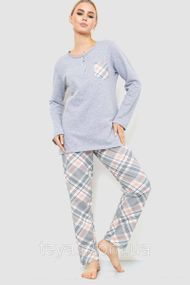 Піжама жіноча утеплена, колір сіро-рожевий, розміри 4XL, L, XL FA_008596