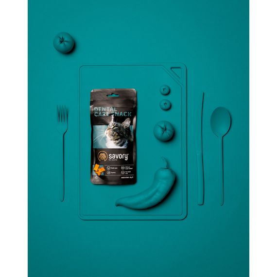 Хрумкі ласощі Savory Cats Snacks Pillows Dental Care для дорослих котів подушечки для здоров я зубів 60 г | Зображення 5