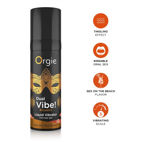 Жидкий вибратор Orgie Dual Vibe! Sex On The Beach Kissable Liquid Vibrator, 15 мл | Зображення 2