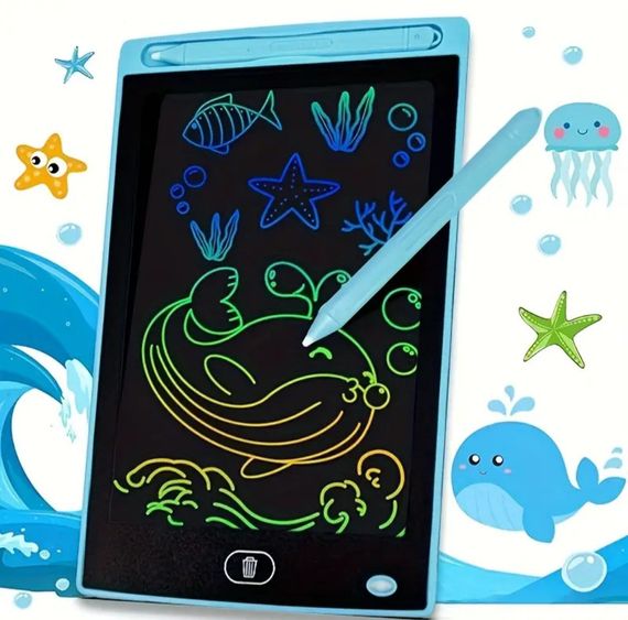 8.5 дюйма кольоровий РК-планшет для письма, дитячий блокнот для малювання графіті, планшет для малювання. Синій | Зображення 7